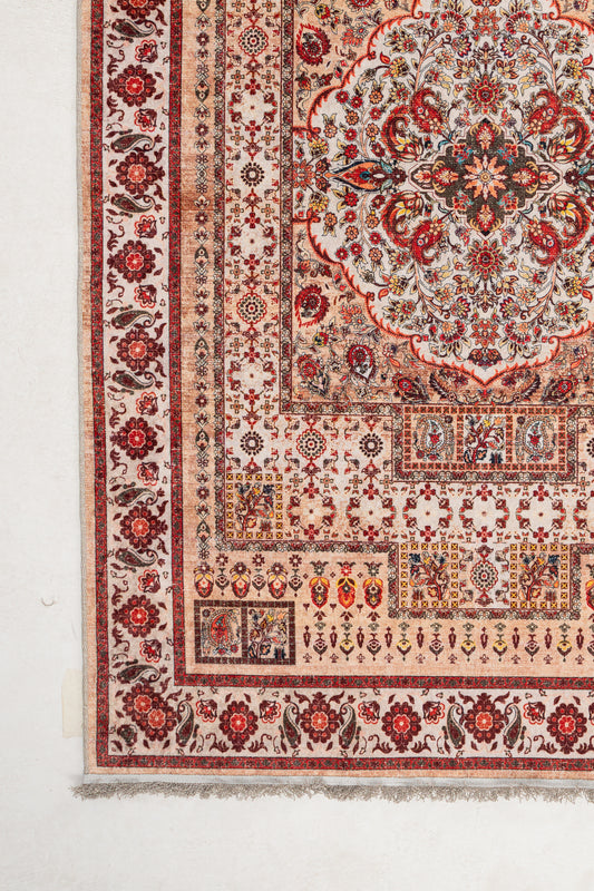 Kiremit Saray Klasik Desenli Dijital Baskı Kaymaz Taban Makinede Yıkanabilir Halı