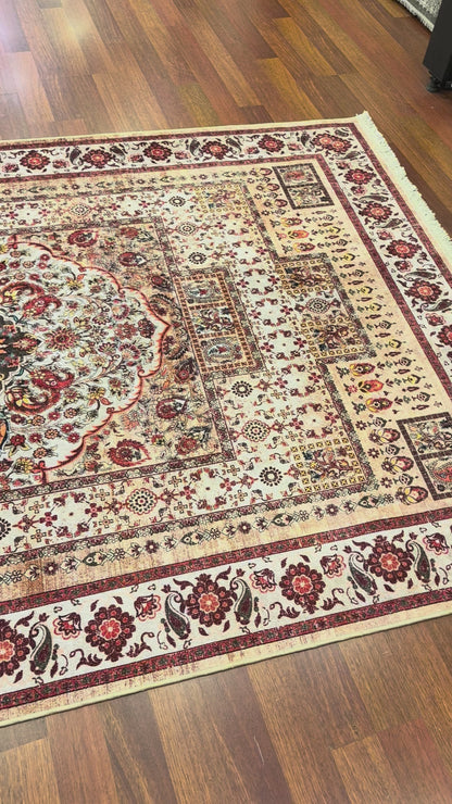 Kiremit Saray Klasik Desenli Dijital Baskı Kaymaz Taban Makinede Yıkanabilir Halı