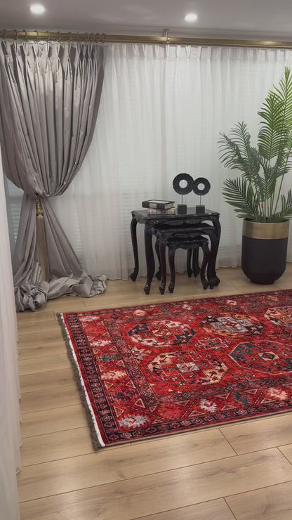 Anadolu Kırmızı Dijital Baskı Kaymaz Taban Makinede Yıkanabilir Halı